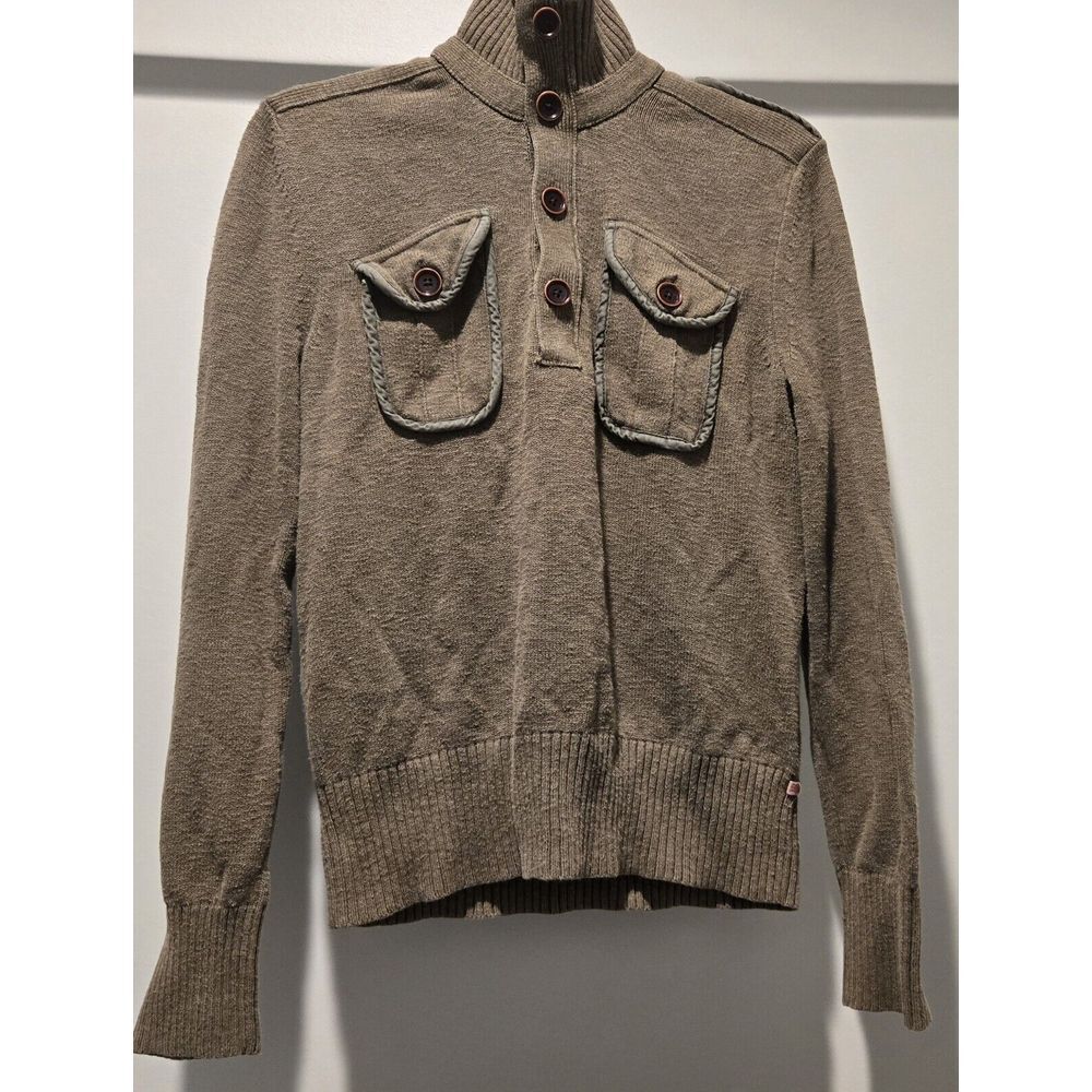 Banana Republic Sweater Knit Military Style Mock Neck Top Heritage Collection XS